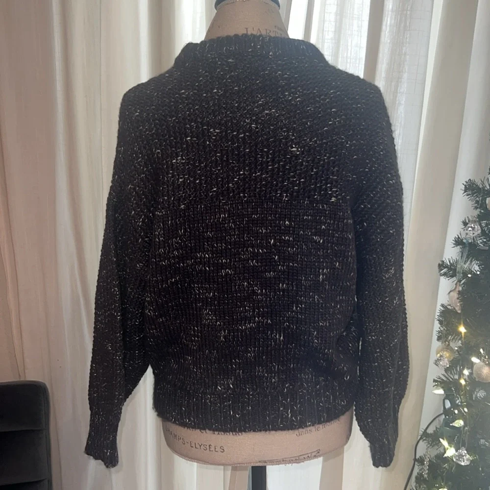 a.n.a. Petite wool charcoal black grey longsleeve knit thick sweater shirt PS
